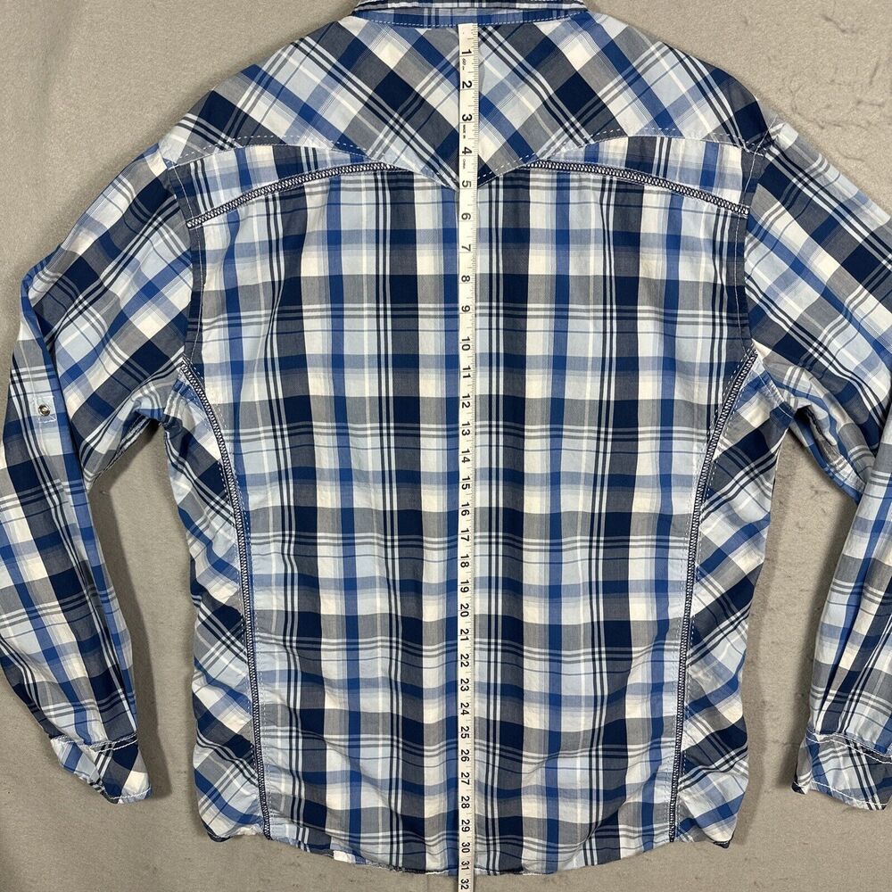 BKE Buckle Shirt Mens X-Large Athletic Fit Pearl Snap Long Sleeve Blue Gray - Picture 9 of 11